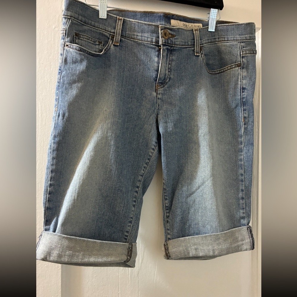 DKNY Light Blue Rolled Cuffed Jean Shorts Size 16